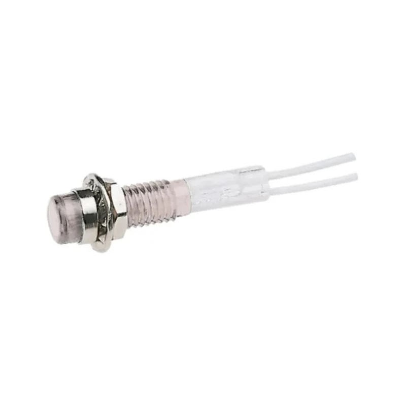 CAMDENBOSS 515 Series White Panel Mount Indicator, 14V, 40mA, Lead Wire Termination, Prominent Chrome IND515205-1440-T/OPL