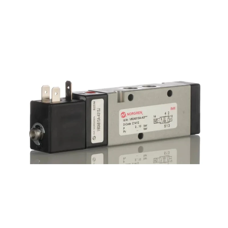 Norgren Pneumatic Solenoid Valve 5/2 Solenoid/Air G 1/8 Port Size Aluminium Body 24V V60A513A-A313J