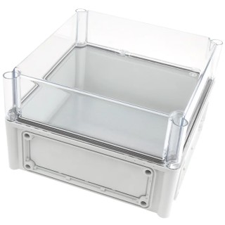Fibox Flanged EK Series Grey Transparent Lid Polycarbonate Electrical Enclosure, IP66, IP67, IK08, 180 mm x 280 mm x 280 mm 