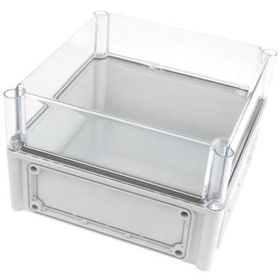 Fibox Flanged EK Series Grey Transparent Lid Polycarbonate Electrical Enclosure, IP66, IP67, IK08, 180 mm x 280 mm x 280 mm 