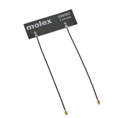 Molex Internal Square WiFi Antenna with UFL/IPEX MHF Connector, 2400-5850 MHz, 5.4 dBi Gain, Adhesive Mounting 208482-0200