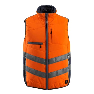 Mascot Workwear Navy Orange Zipper Hi Vis Vest Size S Water Repellent EN ISO 20471 Classe 1 GRIMSBY 15565-249-14010 S