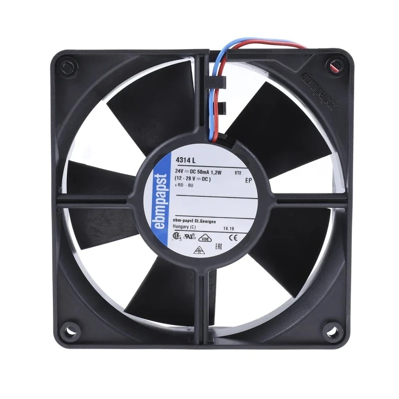 ebm-papst 4300 Series Compact DC Axial Fan 24V DC 1.2W 50mA Max 95m³/h Airflow IP20 119x119x32 mm 