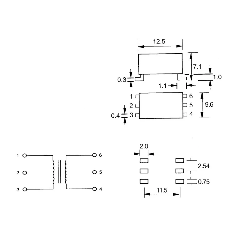 Bourns Surface Pulse Transformer 1:1 Turns Ratio, 3.8h Primary Inductance, 115Ω Primary Resistance SM-LP-5001