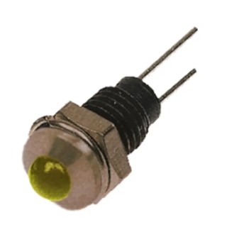 Bulgin Yellow LED Panel Mount Indicator 6.1 mm Mount Hole, Lead Wire Termination, IP67, 2V DX1118/YL