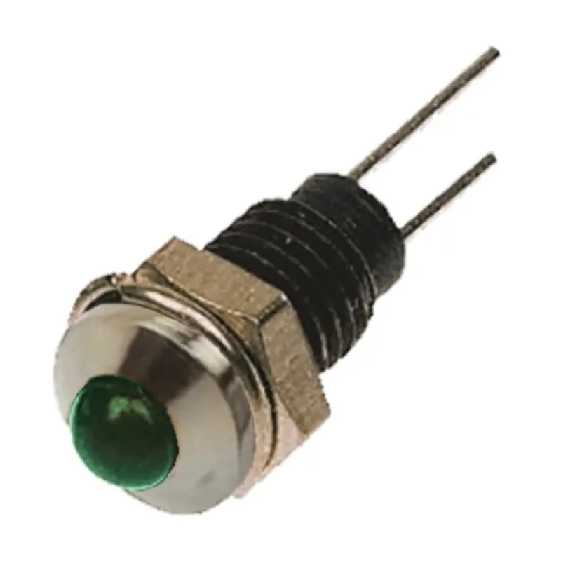 Bulgin LED Green Panel Mount Indicator 6.1 mm Mount Hole Size Lead Wire Termination IP67 DX1118/GN