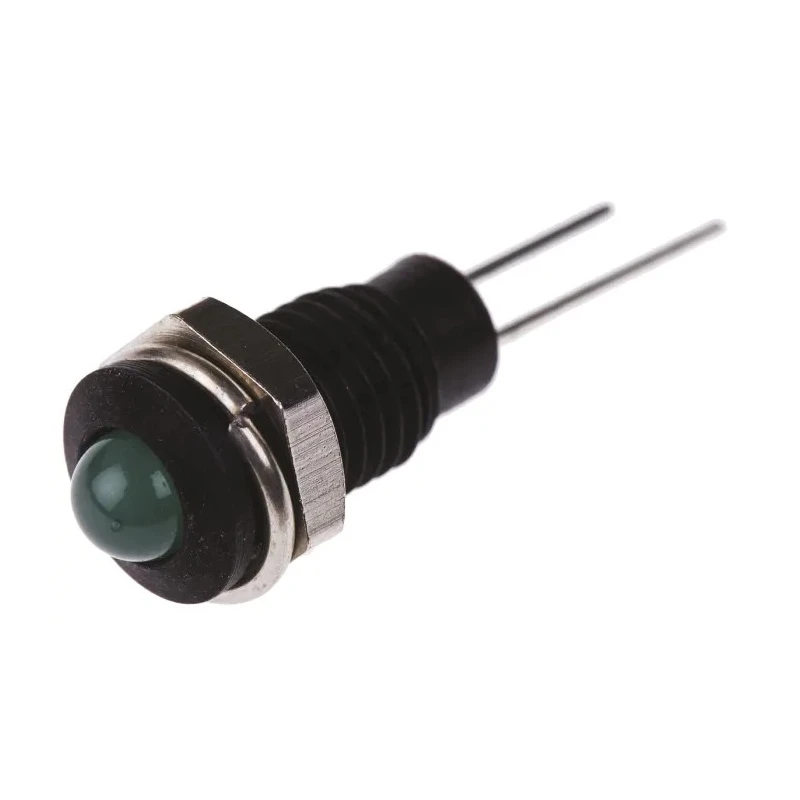 Bulgin Green LED Panel Mount Indicator 6.1 mm Mount Hole IP67 Lead Wire Termination 2.1V DC DX1119/GN