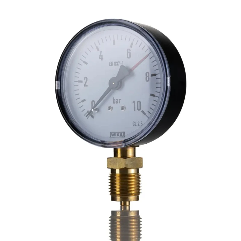 WIKA 63 mm G 1/4 Threaded Pressure Gauge, 10 bar, Plastic Case, Bottom Entry, 60°C Maximum Operating Temperature 9052828