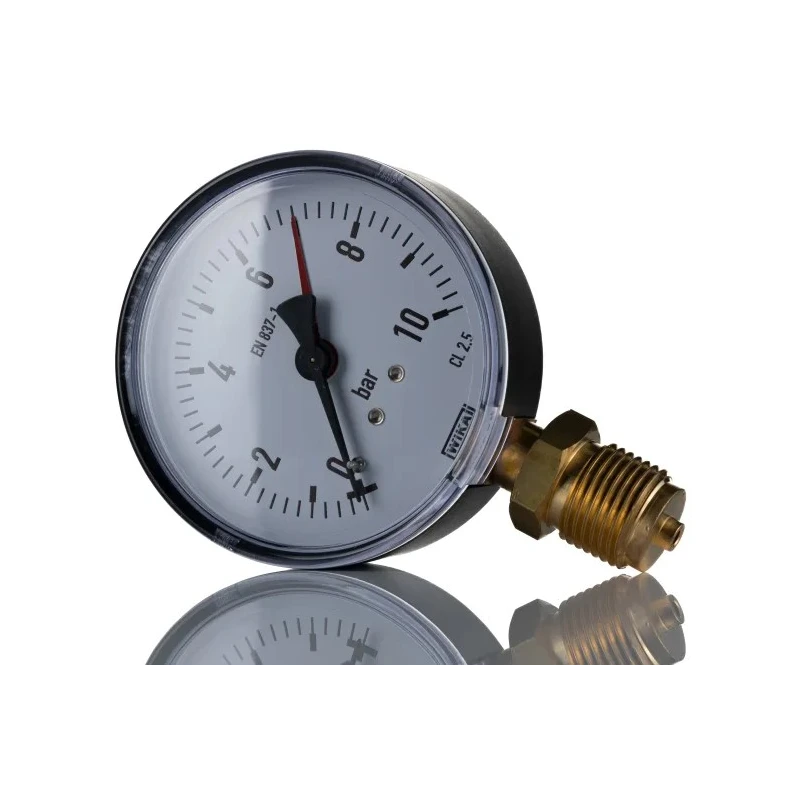 WIKA 63 mm G 1/4 Threaded Pressure Gauge, 10 bar, Plastic Case, Bottom Entry, 60°C Maximum Operating Temperature 9052828