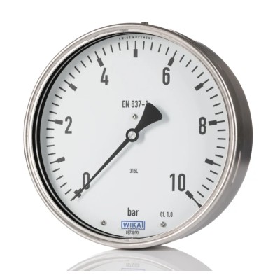 WIKA 63 mm G 1/4 Threaded Pressure Gauge, Aluminium Case, 0-6 bar, Back Entry, Model 9452044