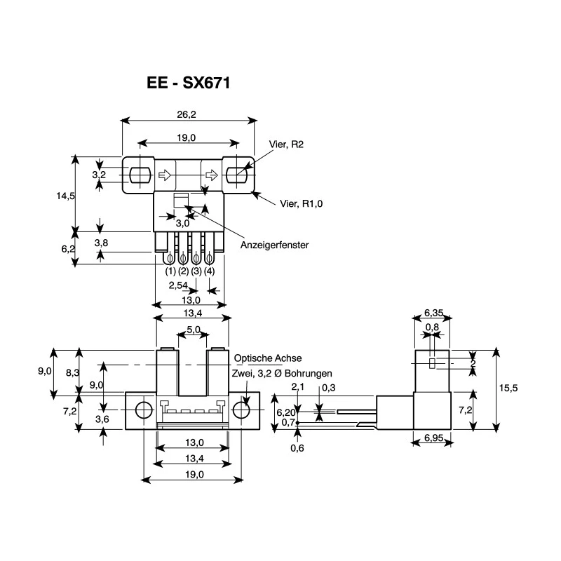 Omron Through Beam Photoelectric Sensor Fork Style 5 mm Detection Range NPN Output IP50 EE-SX671