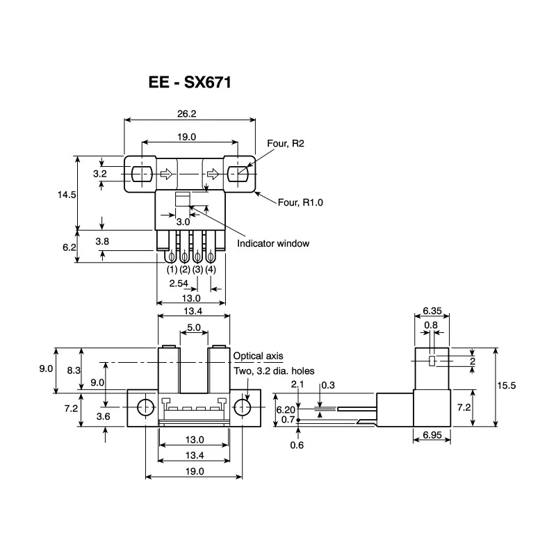 Omron Through Beam Photoelectric Sensor Fork Style 5 mm Detection Range NPN Output IP50 EE-SX671