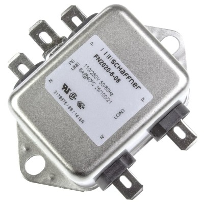 Schaffner EMI Filter 6A 250V AC/DC 400Hz Chassis Mount Fast-On Termination FN2020