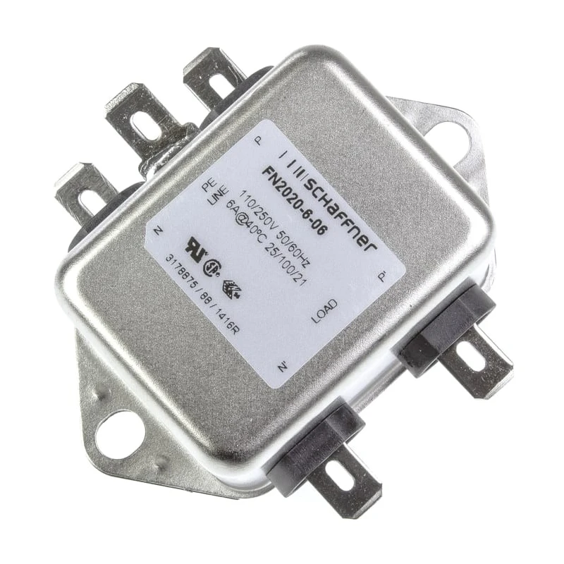 Schaffner EMI Filter 6A 250V AC/DC 400Hz Chassis Mount Fast-On Termination FN2020