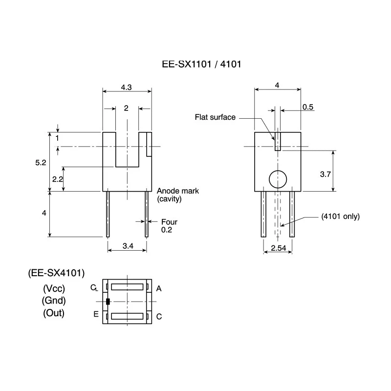 Omron Slotted Optical Switch Through Hole Mount Open Collector Output EE-SX4070