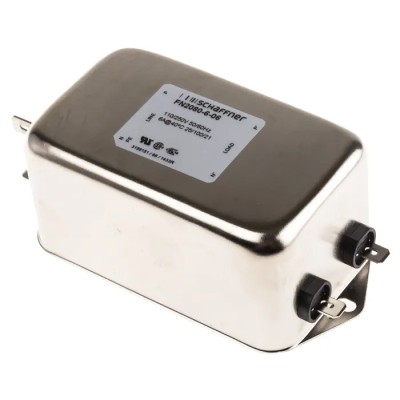 Schaffner Chassis Mount EMI Filter 6 A 250V AC/DC 400Hz Fast-On Termination Single Phase FN2080
