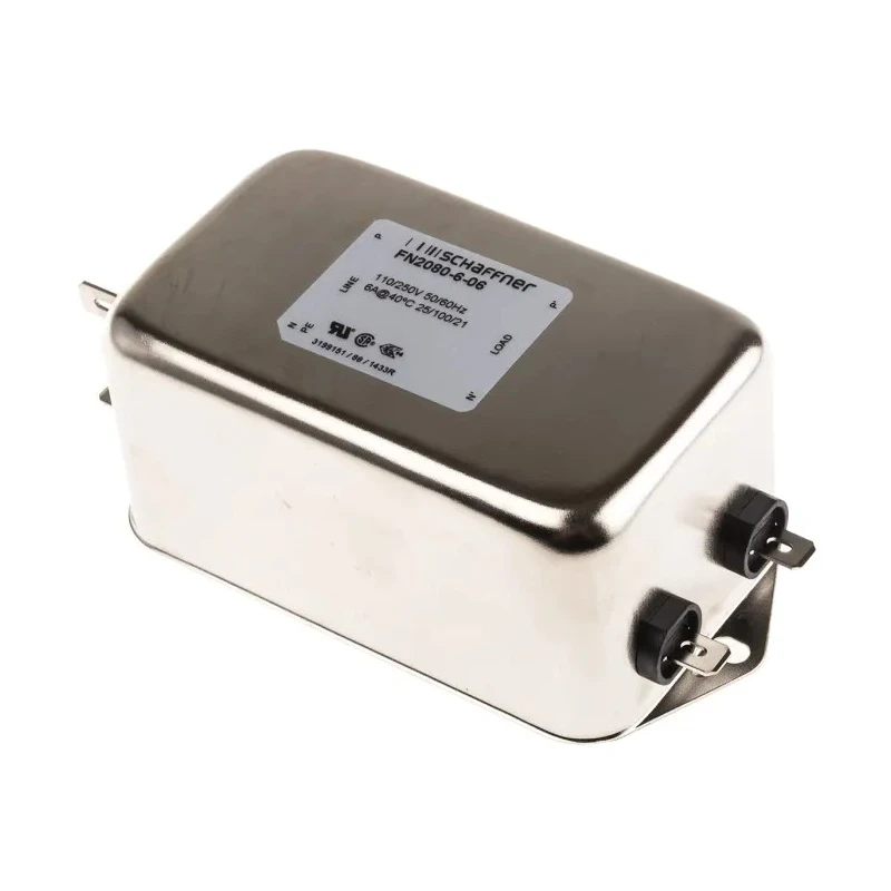 Schaffner Chassis Mount EMI Filter 6 A 250V AC/DC 400Hz Fast-On Termination Single Phase FN2080