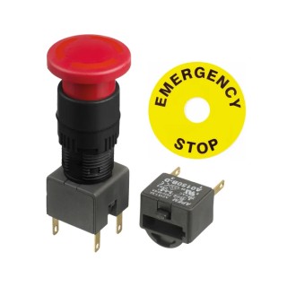 APEM A01ES Series Twist Release Emergency Stop Push Button, Panel Mount, 16 mm Cutout, 2 NC, IP65 A01ES