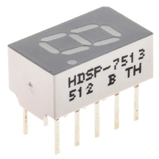 Broadcom 1 Digit 7 Segment Red LED Display Cathode, 7.6 mm Character Height HDSP-7513