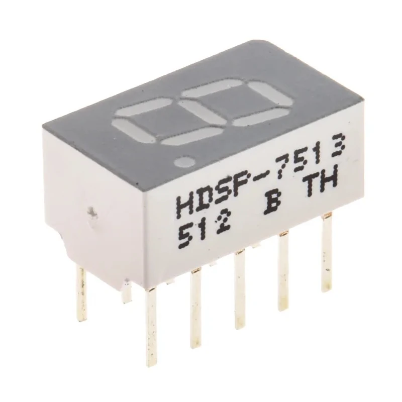 Broadcom 1 Digit 7 Segment Red LED Display Cathode, 7.6 mm Character Height HDSP-7513