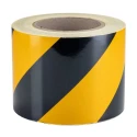 RS PRO Yellow Black Reflective Tape 100mm Width x 25m Length, Aluminium Foil Backing, High Grade Solvent Acrylic 219-7881