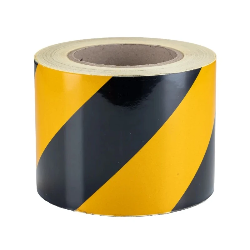 RS PRO Yellow Black Reflective Tape 100mm Width x 25m Length, Aluminium Foil Backing, High Grade Solvent Acrylic 219-7881