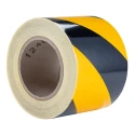 RS PRO Yellow Black Reflective Tape 100mm Width x 25m Length, Aluminium Foil Backing, High Grade Solvent Acrylic 219-7881