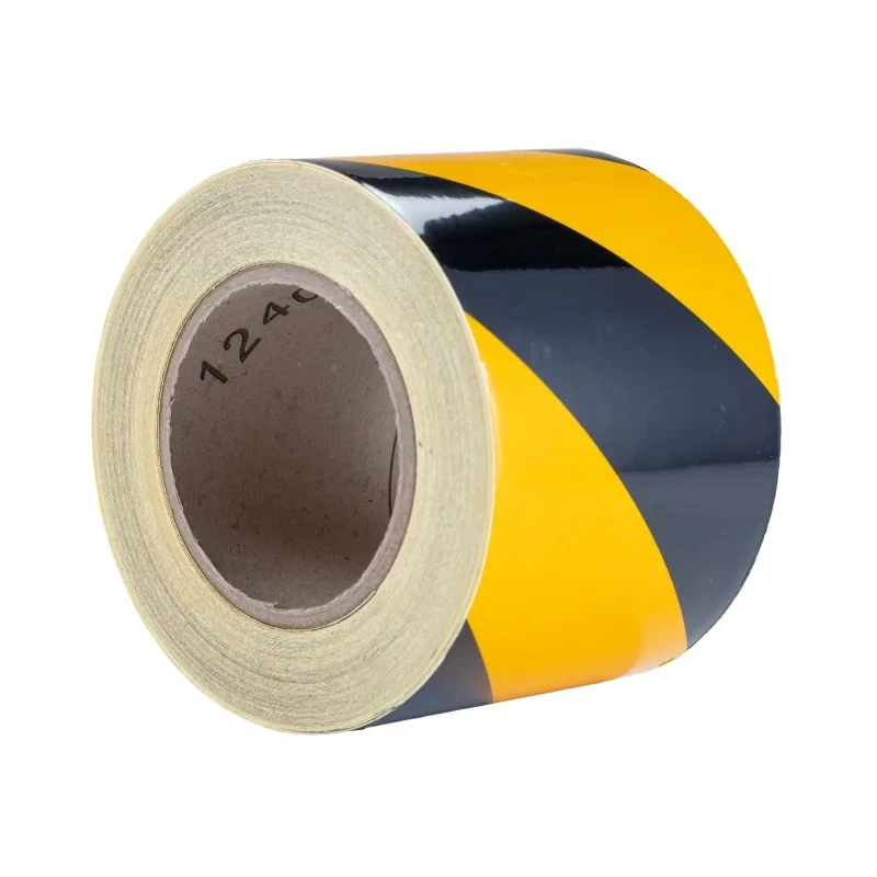 RS PRO Yellow Black Reflective Tape 100mm Width x 25m Length, Aluminium Foil Backing, High Grade Solvent Acrylic 219-7881