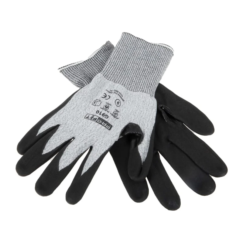 Pro Fit Black Grey Nitrile Foam Coated Work Gloves Size 9 Cut Level E Protection G910-09