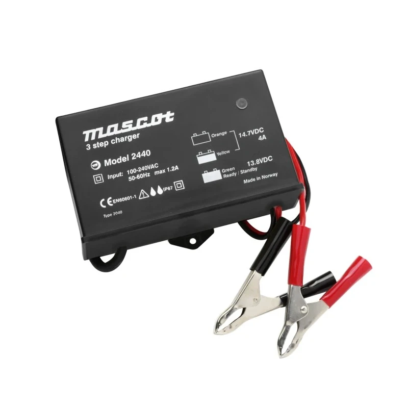 Mascot Lead Acid Battery Charger 12V 4A UK Plug 3-Stage Charge Control Model 2440000144