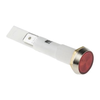 Arcolectric (Bulgin) Ltd 0275 Series Red Panel Mount Indicator 230V AC Solder Tab Termination IP67 Flush Bezel C027500NBB