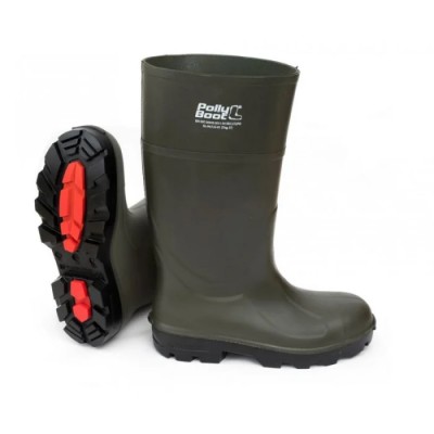 Pollyboot Black, Green Steel Toe Capped Unisex Safety Boots Size UK 8 EU 42 502-42