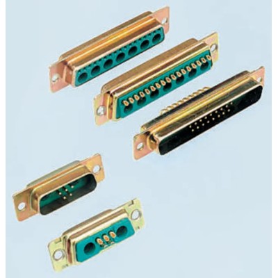 Amphenol Communications Solutions D-Sub Connector Cable Male 8 Contacts 7.5A 300V Steel Housing Gold Nickel Plating DCM8W8PN