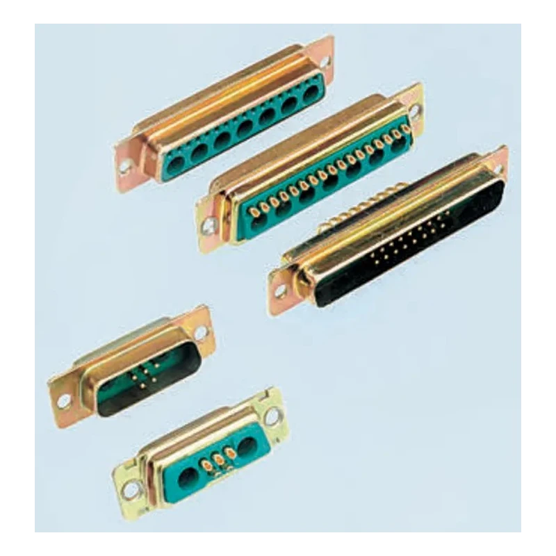 Amphenol Communications Solutions D-Sub Connector Cable Male 8 Contacts 7.5A 300V Steel Housing Gold Nickel Plating DCM8W8PN