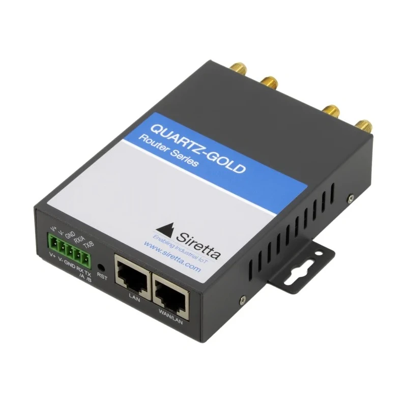 Siretta 2 Port 4G LTE Router, 150Mbps Throughput, Wall Mount, 7.5 to 32V DC Supply, QUARTZ-GOLD-W21-LTE4 + Accessories