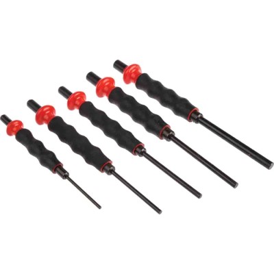 Facom 5-Piece Anti-Vibration Punch Set, 3mm to 8mm Shank Diameter, Chrome-Vanadium Steel, Model 249.GPB