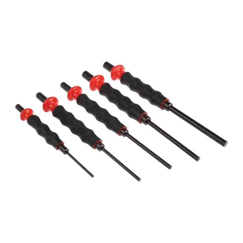 Facom 5-Piece Anti-Vibration Punch Set, 3mm to 8mm Shank Diameter, Chrome-Vanadium Steel, Model 249.GPB