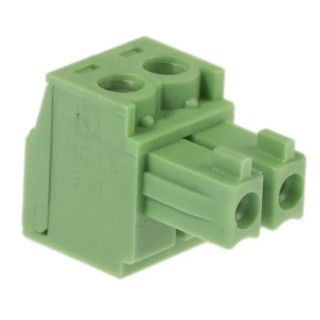 Phoenix Contact MC 1.5/2-ST-3.81 Series Pluggable Terminal Block, 2-Contact, 3.81 mm Pitch, 1 Row, 8A Current, 320V 1803578