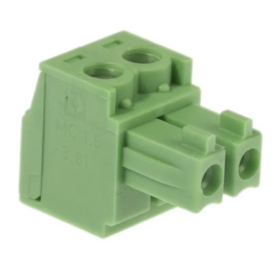 Phoenix Contact MC 1.5/2-ST-3.81 Series Pluggable Terminal Block, 2-Contact, 3.81 mm Pitch, 1 Row, 8A Current, 320V 1803578