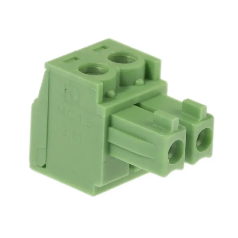 Phoenix Contact MC 1.5/2-ST-3.81 Series Pluggable Terminal Block, 2-Contact, 3.81 mm Pitch, 1 Row, 8A Current, 320V 1803578