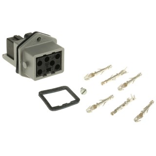 Hirschmann Heavy Duty Power Connector 10A 250V 400V IP54 Grey Panel Mount 5P+PE ST IP54