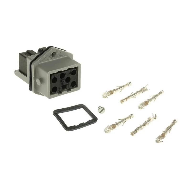 Hirschmann Heavy Duty Power Connector 10A 250V 400V IP54 Grey Panel Mount 5P+PE ST IP54