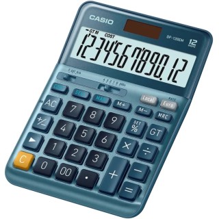 Casio Desktop Calculator with Battery and Solar Power Supply, Blue, 12-Digits LC-Display DF-120EM-W-EP