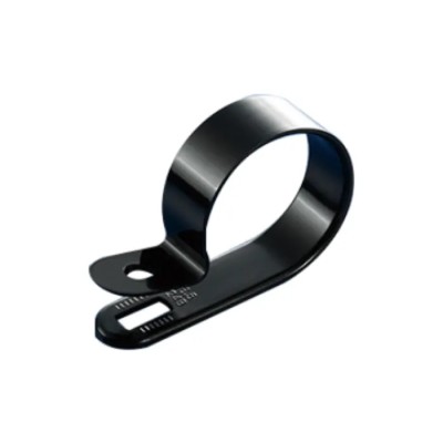 RS PRO Polyamide 66 Black P-Clip, 6.4 mm Closed Inside Diameter, Width 10.1 mm, Mounting Hole Diameter 4.6 mm 220-9400
