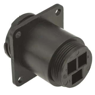 TE Connectivity Circular Connector Panel Mount Socket Female 3 Contacts 34A 600V Nylon Housing 206425-1