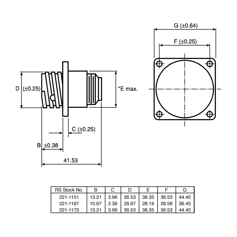 TE Connectivity Circular Connector 7 Contacts Panel Mount Socket Female CPC Series 206227-1 600V 32A Glass Filled Nylon