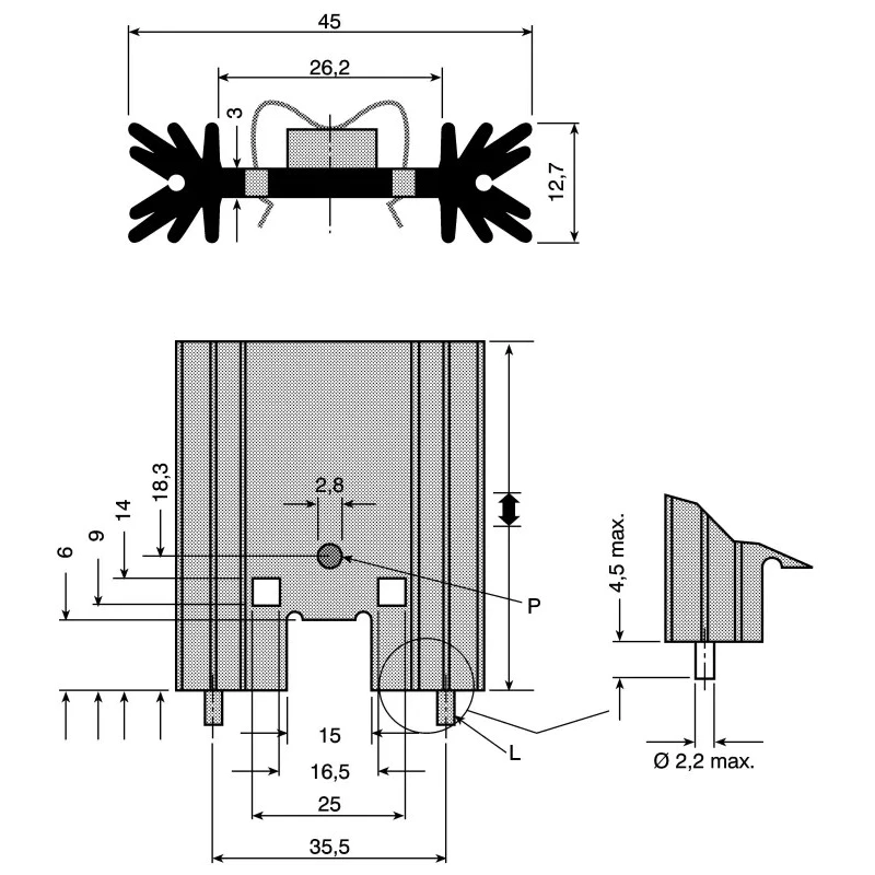 Fischer Elektronik Heatsink Semiconductor Clip-Mounting 8.2 K/W 12.7 mm x 25.4 mm x 45 mm SK409-25,4STC