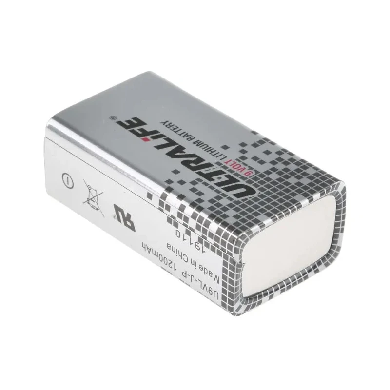 Ultralife Lithium Manganese Dioxide 9V Battery 1.2Ah Standard Termination 26.5mm x 17.5mm x 48.5mm 37g 39170005