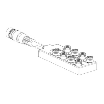 Brad from Molex 120119 Series Sensor Box, 8 Port, 600 mm Cable Length, Polybutylene Terephthalate Housing, IP67 1202510096