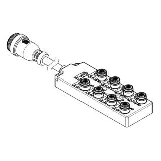Brad from Molex 120119 Series Sensor Box, 19 Port, 1 m Cable Length, IP67 Polybutylene Terephthalate Housing 1202510098